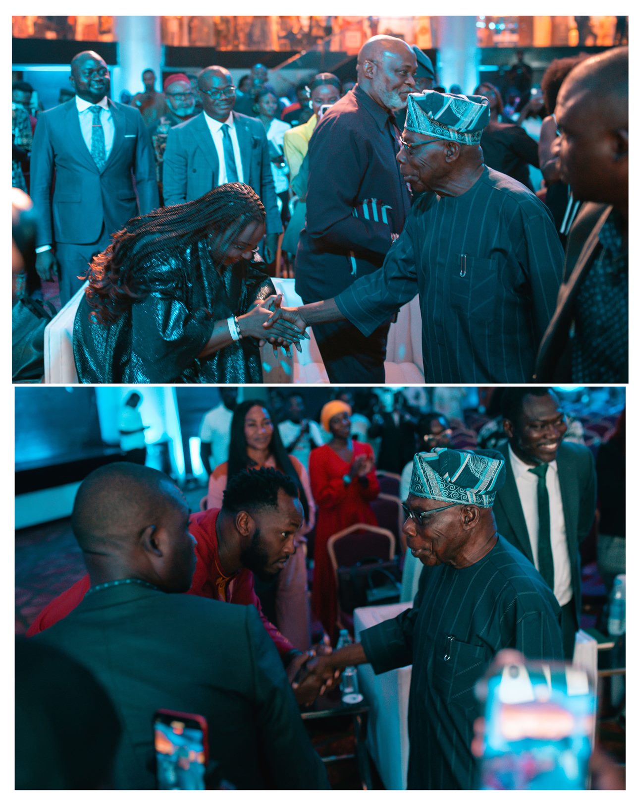 Chief Olusegun Obasanjo greeting guests on the floor